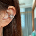 Elegant Zircon Flower Faux Pearl Clip-on Earrings For Women, Minimalist No-Piercing Ear Cuffs view 3