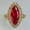 Marquise Faux Ruby Ring For Women Multi Prong Set Hollow Metal European Statement Jewelry view 2