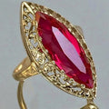 Marquise Faux Ruby Ring For Women Multi Prong Set Hollow Metal European Statement Jewelry view 1