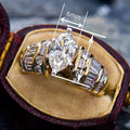 Two Tone Marquise Court Style Ring Six Prong Setting Elegant Fashion Statement Jewelry view 4
