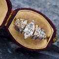Two Tone Marquise Court Style Ring Six Prong Setting Elegant Fashion Statement Jewelry view 2