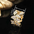 Ginkgo Leaf Half Eternity Diamond Inlaid Ring For Women, Elegant Forest Style Irregular Band view 4