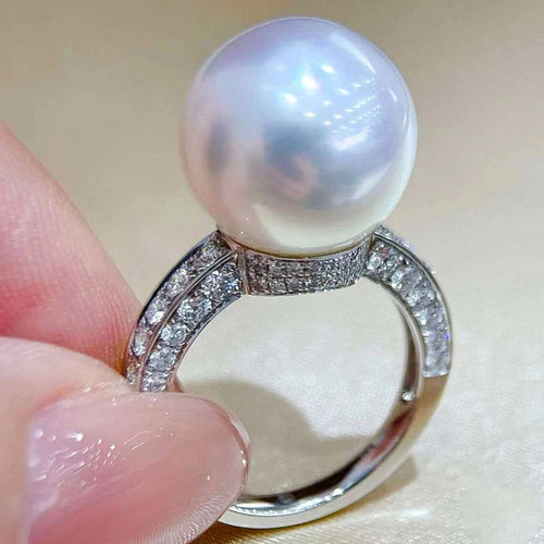 Light Luxury Wax Set Ring With Faux Pearl Lady Dress Accessory Fairy Style Jewelry For Women