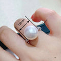 Light Luxury Wax Set Ring With Faux Pearl Lady Dress Accessory Fairy Style Jewelry For Women view 4