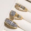 Two Tone Luxury Noble Three Piece Ring Set, Stackable European Classical Rings For Women view 3
