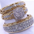 Two Tone Luxury Noble Three Piece Ring Set, Stackable European Classical Rings For Women view 1