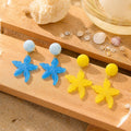 Beach Vacation Acrylic Starfish Drop Studs For Women Colorful Dopamine Alloy Tassel Earrings view 1
