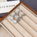 Elegant Silver Alloy Star Tassel Faux Pearl Pendant Drop Earrings with Luxury Fashion Ear Stud Earrings view 4