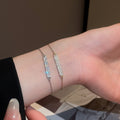 Sparkling Zircon Rectangle Copper Beaded Bracelet Minimalist Modern Geometric Jewelry view 1