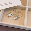 French Vintage Silver Crumpled Teardrop Pendant Alloy Gold Hoop Elegant Fashion Drop Earrings view 4