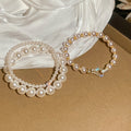 French Princess Style Zircon Faux Pearl Beaded Bracelet, Geometric Round Light Luxury Jewelry view 4