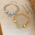 Summer Ocean Starfish Seashell Alloy Beaded Bracelet For Women, Fresh Sweet European Style Jewelry view 3