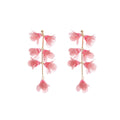 Elegant Pink Flower Tassel Alloy Stud Drop Earrings For Women Vacation Beach Sweet Floral Dangle Earrings view 5