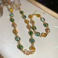 Vintage Resin Oval Bracelet And Necklace Jewelry Set For Women, Forest Style Niche Design view 4