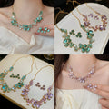Old Money Alloy Painted Flower Stud Earrings And Necklace Jewelry Set For Women Vacation Style view 1