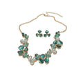 Old Money Alloy Painted Flower Stud Earrings And Necklace Jewelry Set For Women Vacation Style view 5