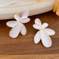Alloy Silver Needle Enamel Oval Flower Stud Earrings Minimalist Sweet Fashion Jewelry view 4