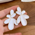 Alloy Silver Needle Enamel Oval Flower Stud Earrings Minimalist Sweet Fashion Jewelry view 2