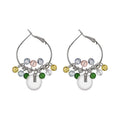 Fresh Forest Style Crystal Beaded Round Pendant Hoop Earrings For Women Vacation Jewelry view 5