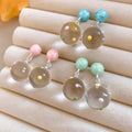 Summer Soda Resin Polka Dot Crystal Bead Stud Earrings Minimalist Round Geometric Fresh Style view 3