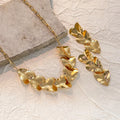 Vintage Gold Alloy Irregular Wrinkled Heart Drop Necklace Jewelry Set Luxury Women's Fashion Earrings view 3