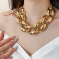 Glossy Acrylic Geometric Chain Choker Necklace, Sweet Cool Punk Statement Collarbone Jewelry view 3