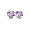 Sweet Floral Zircon Pearl Stud Earrings With Glass Flower And Silver Needle Light Luxury Style view 5