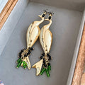 Vintage Alloy Crystal Peacock Drop Earrings With Silver Pins For Women view 4