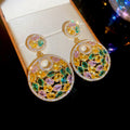 Sparkling Zircon Round Stud Earrings Luxury Palace Style Geometric Statement Jewelry view 2