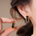 Sparkling Zircon Round Asymmetric Copper Ear Cuff Earrings For Women Minimalist Fashion OL Jewelry view 1