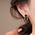 Sparkling Zircon Round Asymmetric Copper Ear Cuff Earrings For Women Minimalist Fashion OL Jewelry view 3