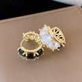 Sparkling Zircon Round Asymmetric Copper Ear Cuff Earrings For Women Minimalist Fashion OL Jewelry view 4