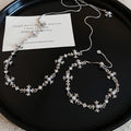 Elegant Alloy Rhinestone Cross Pearl Necklace Bracelet Jewelry Set French Light Luxury Style view 4