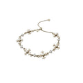 Elegant Alloy Rhinestone Cross Pearl Necklace Bracelet Jewelry Set French Light Luxury Style view 5