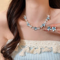 Floral Alloy Zircon Necklace And Stud Earrings Jewelry Set For Women Vacation Sweet Style view 2