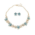 Floral Alloy Zircon Necklace And Stud Earrings Jewelry Set For Women Vacation Sweet Style view 5