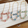 Floral Alloy Zircon Necklace And Stud Earrings Jewelry Set For Women Vacation Sweet Style view 3