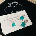 Light Luxury Alloy Zircon Square Bow Ear Cuff Necklace Jewelry Set For Women view 1