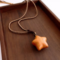 Braided Rope Wooden Star Moon Pendant Necklace, 2026 New Unisex Clavicle Chain For Women view 4