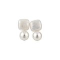 Korean Minimalist Square Faux Pearl Enamel Stud Earrings, Light Luxury Geometric Fashion Jewelry view 5