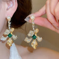 Vintage Palace Style Alloy Flower Pearl Stud Earrings With Rhinestone Accents view 3