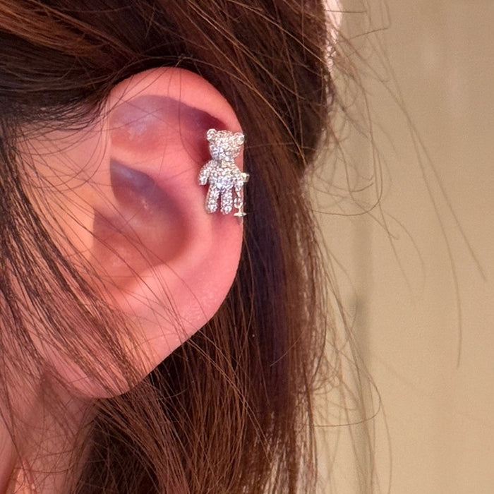 Summer Sweet Bear Copper Clip-on Earrings, Non-Pierced Animal Ear Cuff Jewelry