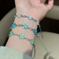 Korean Floral Cat Eye Stone Beaded Bracelet Sweet Light Luxury Fashion Jewelry For Women view 1