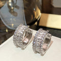 Minimalist Small Circle Stud Earrings With Row Zircon Design Daily Versatile Women's Jewelry view 1