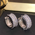 Minimalist Small Circle Stud Earrings With Row Zircon Design Daily Versatile Women's Jewelry view 2
