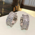 Minimalist Small Circle Stud Earrings With Row Zircon Design Daily Versatile Women's Jewelry view 3