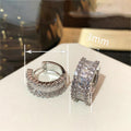 Minimalist Small Circle Stud Earrings With Row Zircon Design Daily Versatile Women's Jewelry view 4
