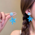 Sweet Resin Starfish Flower Drop Earrings Summer Beach Vacation Style Jewelry Accessories view 4