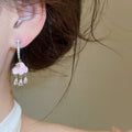 Sweet Copper Cloud Waterdrop Clip-on Earrings With Sparkling Zircon And Enamel Detail view 3