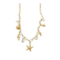 Old Money Alloy Sea Star Shell Conch Pearl Necklace Bracelet Jewelry Set For Women view 5